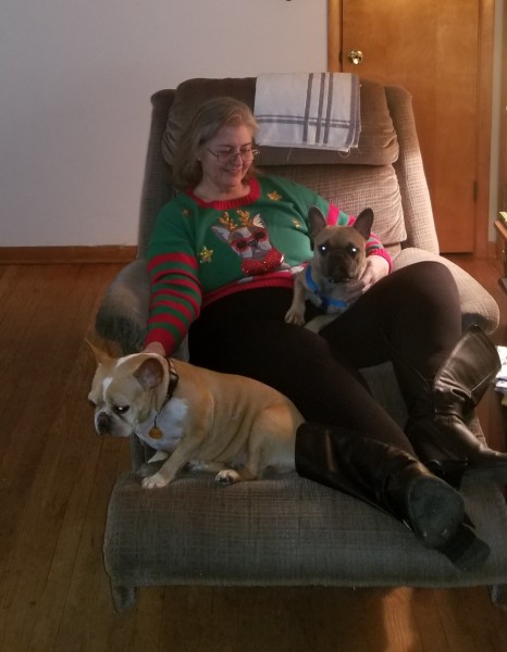 Trish Klotz with her frenchies dogs